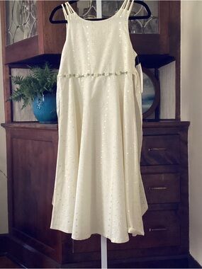 Bonnie Jean Girls Special Occasion Pale Yellow Eyelet Dress Size 14 NWT